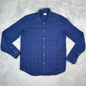 Marine Layer Organic Cotton Flannel Shirt Men’s Large Blue Red Plaid Button Down